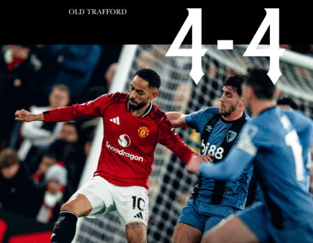 Skor 4-4 Manchester United Vs Bournemouth (sumber poster Instagram Manchester United)