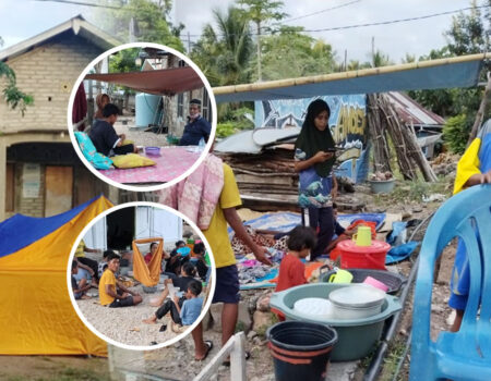 Warga terdampak gempa bumi Flores Timur yang mengungsi secara mandiri di depan rumah masing-masing