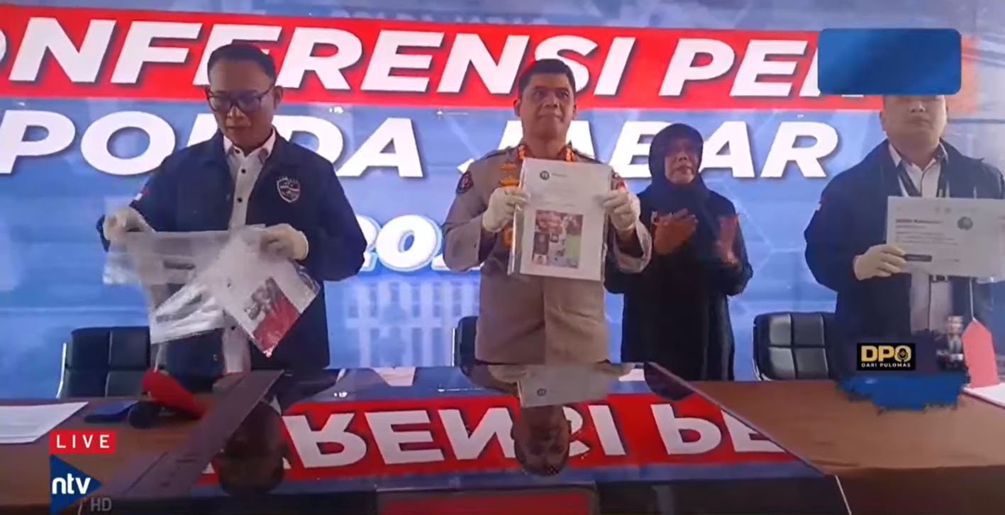 Konferensi Pers Polda Jabar Ciduk Karyawan Swasta yang Manipulasi Video Presiden Prabowo Pakai AI